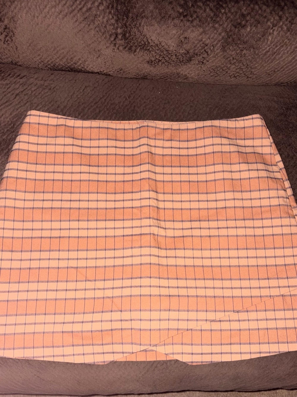 Versona Peach Plaid Mini Skirt